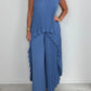 ⏳Limited time 50% OFF⏳🔥Laney Pleated Short Sleeve Irregular Midi Top and Elastic Waist Wide Leg Pants Set🚀Free shipping🚀