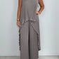⏳Limited time 50% OFF⏳🔥Laney Pleated Short Sleeve Irregular Midi Top and Elastic Waist Wide Leg Pants Set🚀Free shipping🚀