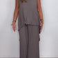 ⏳Limited time 50% OFF⏳🔥Laney Pleated Short Sleeve Irregular Midi Top and Elastic Waist Wide Leg Pants Set🚀Free shipping🚀