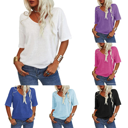 ✨Women's Solid Color V-Neck T-shirt [On Sale & Quick Ship!]🎉 Free Shipping🎉
