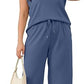 💕Last Day Promotion 49% OFF🔥2025 New Women's Casual Cap Sleeve Top Wide Leg Crop Pants Two Piece Sets🚀Free shipping🚀