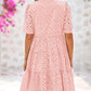 ⏰2025 Hot Sale -Women's Elegant Hollow Out Lace Ruffle Casual Mini Dress
