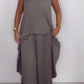 ⏳Limited time 50% OFF⏳🔥Laney Pleated Short Sleeve Irregular Midi Top and Elastic Waist Wide Leg Pants Set🚀Free shipping🚀