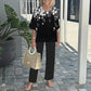 💃2025 Hot Sale🔥Women’s Printed Pants and Crew Neck Top Set