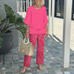 💃2025 Hot Sale🔥Women’s Printed Pants and Crew Neck Top Set