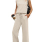 💕Last Day Promotion 49% OFF🔥2025 New Women's Casual Cap Sleeve Top Wide Leg Crop Pants Two Piece Sets🚀Free shipping🚀