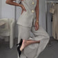 ✈️Free Shipping💃Women's 2 Piece Outfits Button Front Sleeveless V Neck Vest Jacket and Pants