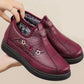 Leather Fur Moccasins Women Loafers for Elderly Female Soft Warm