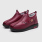 Leather Fur Moccasins Women Loafers for Elderly Female Soft Warm