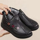 Leather Fur Moccasins Women Loafers for Elderly Female Soft Warm