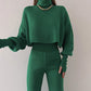 💖Limited Sale 50% OFF💖Women's Long-sleeve High Neck Crop Top and Pants Set