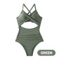 🏖️Last Day Special Sale 49% OFF🩱Women's Solid Ribbed Cutout-Front Shaping Swimsuit👙
