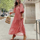 🌸Big price reduction🌸Women's Elegant Puff Sleeve Floral Boho Maxi Dress