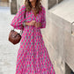🌸Big price reduction🌸Women's Elegant Puff Sleeve Floral Boho Maxi Dress