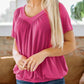Women's Casual Pleated V-Neck Short-Sleeve Top（Buy 2 Free Shipping)