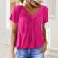 Women's Casual Pleated V-Neck Short-Sleeve Top（Buy 2 Free Shipping)