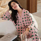 Comfortable Button Top and Long Pants 2-Piece Sleep Set