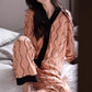 Comfortable Button Top and Long Pants 2-Piece Sleep Set