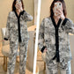 Comfortable Button Top and Long Pants 2-Piece Sleep Set