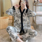 Comfortable Button Top and Long Pants 2-Piece Sleep Set