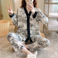 Comfortable Button Top and Long Pants 2-Piece Sleep Set