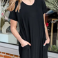 🔥HOT SALE 50% OFF🔥Women's Casual Loose Short Sleeve Pocket Split Maxi Dress