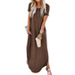 🔥HOT SALE 50% OFF🔥Women's Casual Loose Short Sleeve Pocket Split Maxi Dress