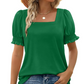 💖LAST DAY SALE 50% OFF💖Women's Casual Square Neck Smocked Sleeve T-Shirt