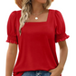 💖LAST DAY SALE 50% OFF💖Women's Casual Square Neck Smocked Sleeve T-Shirt
