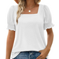💖LAST DAY SALE 50% OFF💖Women's Casual Square Neck Smocked Sleeve T-Shirt