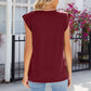 Women's Casual Solid Cap Sleeve V Neck Tank Tops