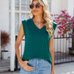 Women's Casual Solid Cap Sleeve V Neck Tank Tops