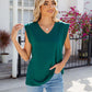 Women's Casual Solid Cap Sleeve V Neck Tank Tops
