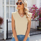 Women's Casual Solid Cap Sleeve V Neck Tank Tops