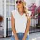 Women's Casual Solid Cap Sleeve V Neck Tank Tops
