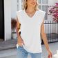 Women's Casual Solid Cap Sleeve V Neck Tank Tops