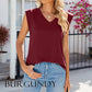 Women's Casual Solid Cap Sleeve V Neck Tank Tops
