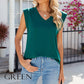 Women's Casual Solid Cap Sleeve V Neck Tank Tops