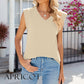 Women's Casual Solid Cap Sleeve V Neck Tank Tops