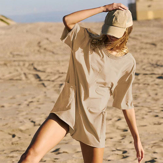 🔥Campaign - 49% off🎉-Oversized T-shirt V-shaped Back Romper