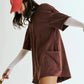 🔥Campaign - 49% off🎉-Oversized T-shirt V-shaped Back Romper