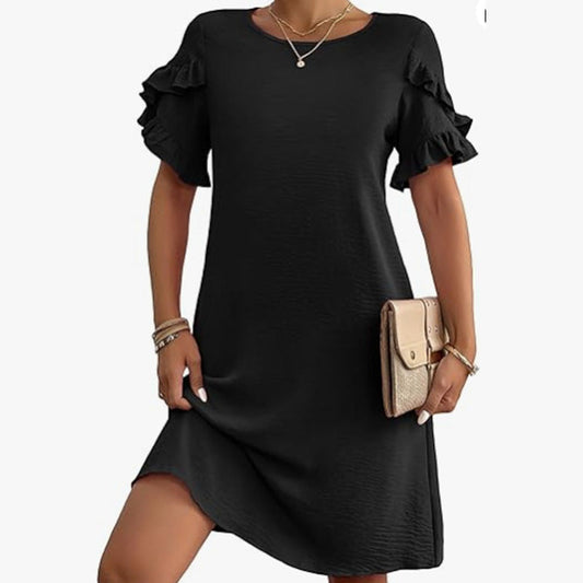 🎁Summer Hot Sale 49% OFF🔥Women’s Solid A-Line Ruffled Short Sleeves Dress（🎉 Free Shipping🎉)