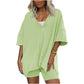 ✨Women's V-Neck T-Shirts and Casual Shorts Two-piece Set🎉 Free Shipping🎉