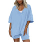 ✨Women's V-Neck T-Shirts and Casual Shorts Two-piece Set🎉 Free Shipping🎉