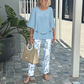 💃2025 Hot Sale🔥Women’s Printed Pants and Crew Neck Top Set