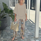 💃2025 Hot Sale🔥Women’s Printed Pants and Crew Neck Top Set