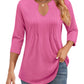 🌷Summer Hot Sale 50% Off💕2025 Womens Casual 3/4 Sleeve Pleated Tunic Blouse Top(💥BUY 2 FREE SHIPPING✈️)