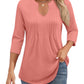 🌷Summer Hot Sale 50% Off💕2025 Womens Casual 3/4 Sleeve Pleated Tunic Blouse Top(💥BUY 2 FREE SHIPPING✈️)