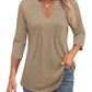 🌷Summer Hot Sale 50% Off💕2025 Womens Casual 3/4 Sleeve Pleated Tunic Blouse Top(💥BUY 2 FREE SHIPPING✈️)