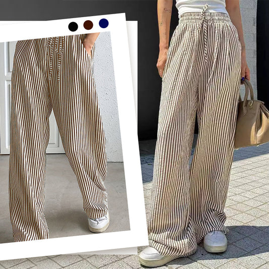 Women's Casual Vertical Stripe Drawstring Pants